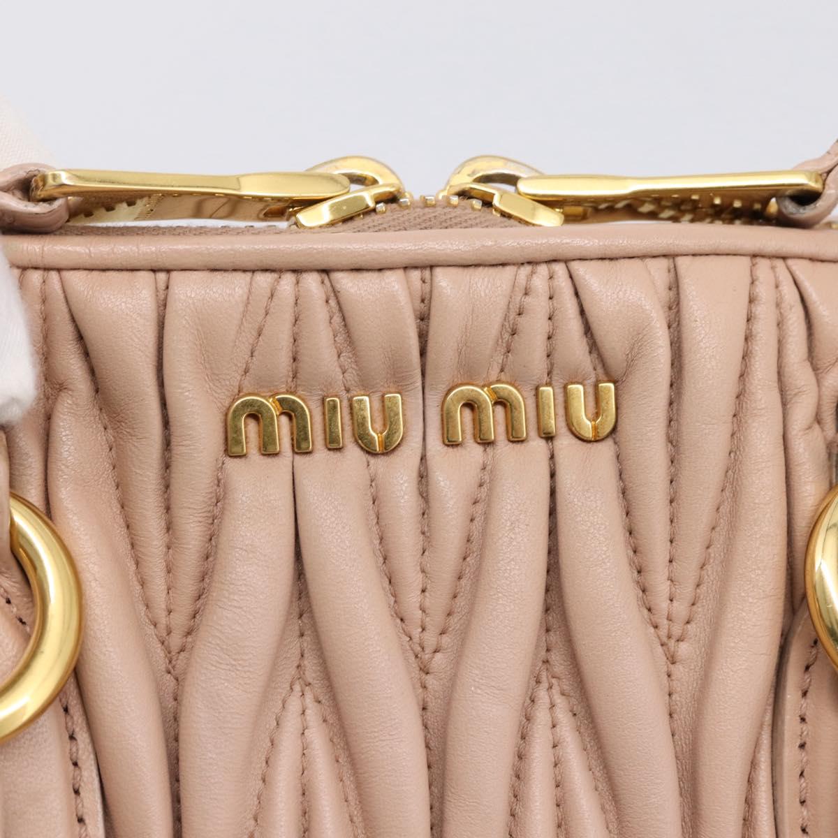 Miu Miu Matelasse Hand Bag Leather 2way Pink Gold Auth 204868