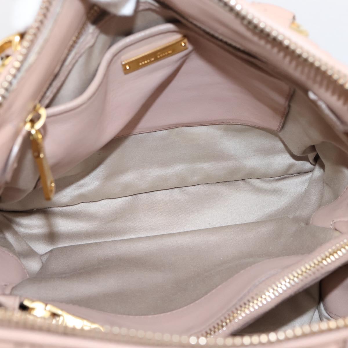 Miu Miu Matelasse Hand Bag Leather 2way Pink Gold Auth 204868