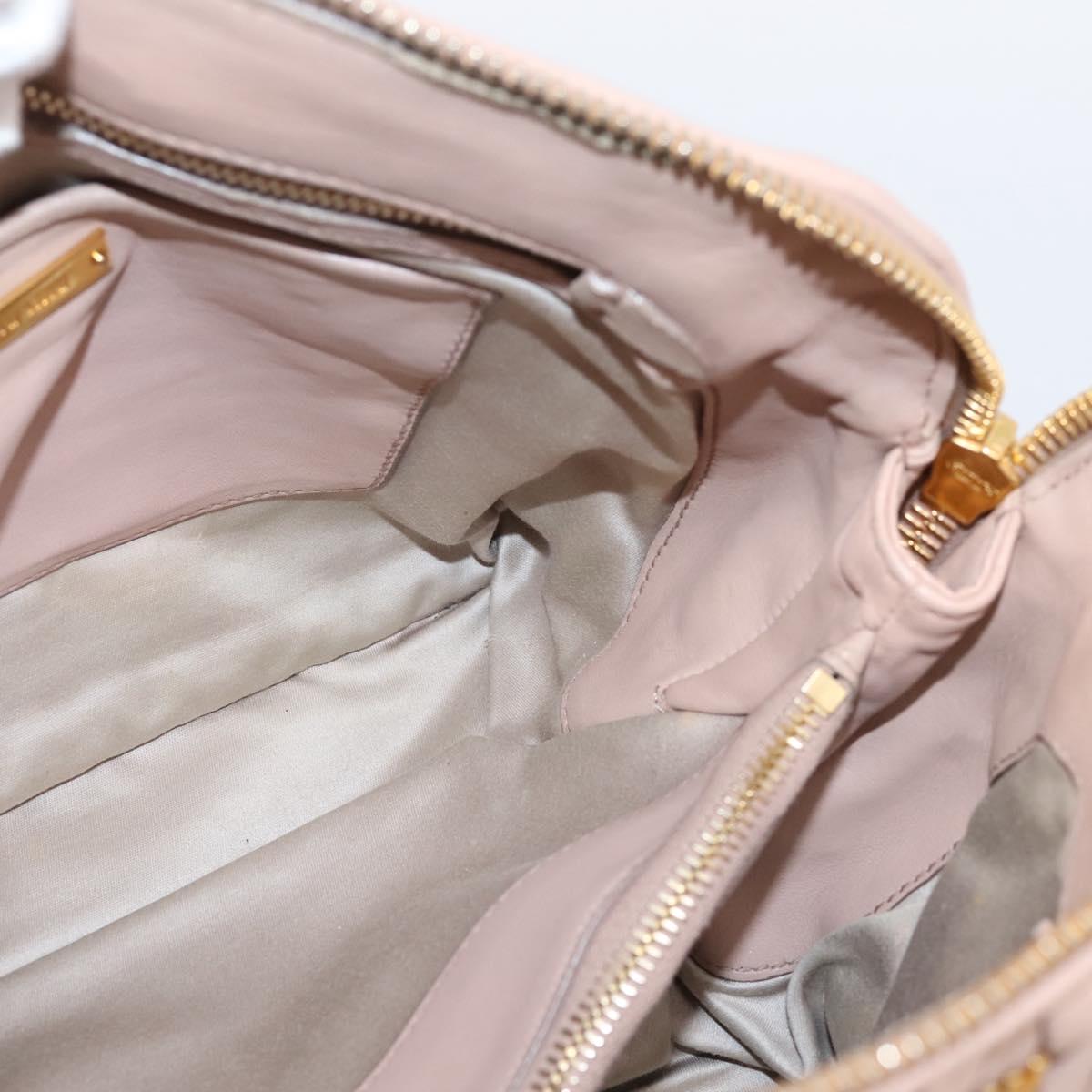 Miu Miu Matelasse Hand Bag Leather 2way Pink Gold Auth 204868
