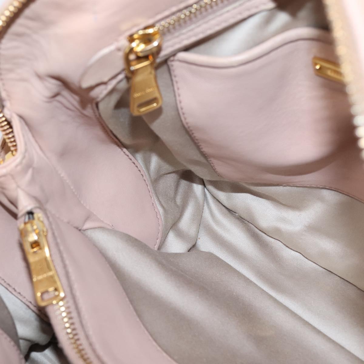 Miu Miu Matelasse Hand Bag Leather 2way Pink Gold Auth 204868