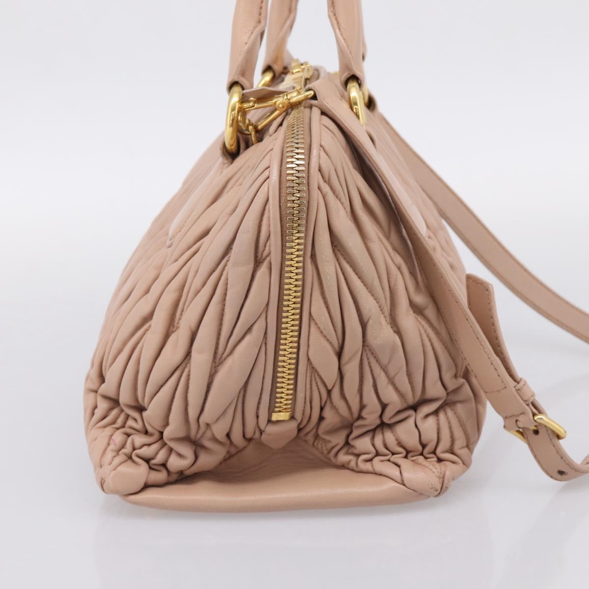 Miu Miu Matelasse Hand Bag Leather 2way Pink Gold Auth 204868