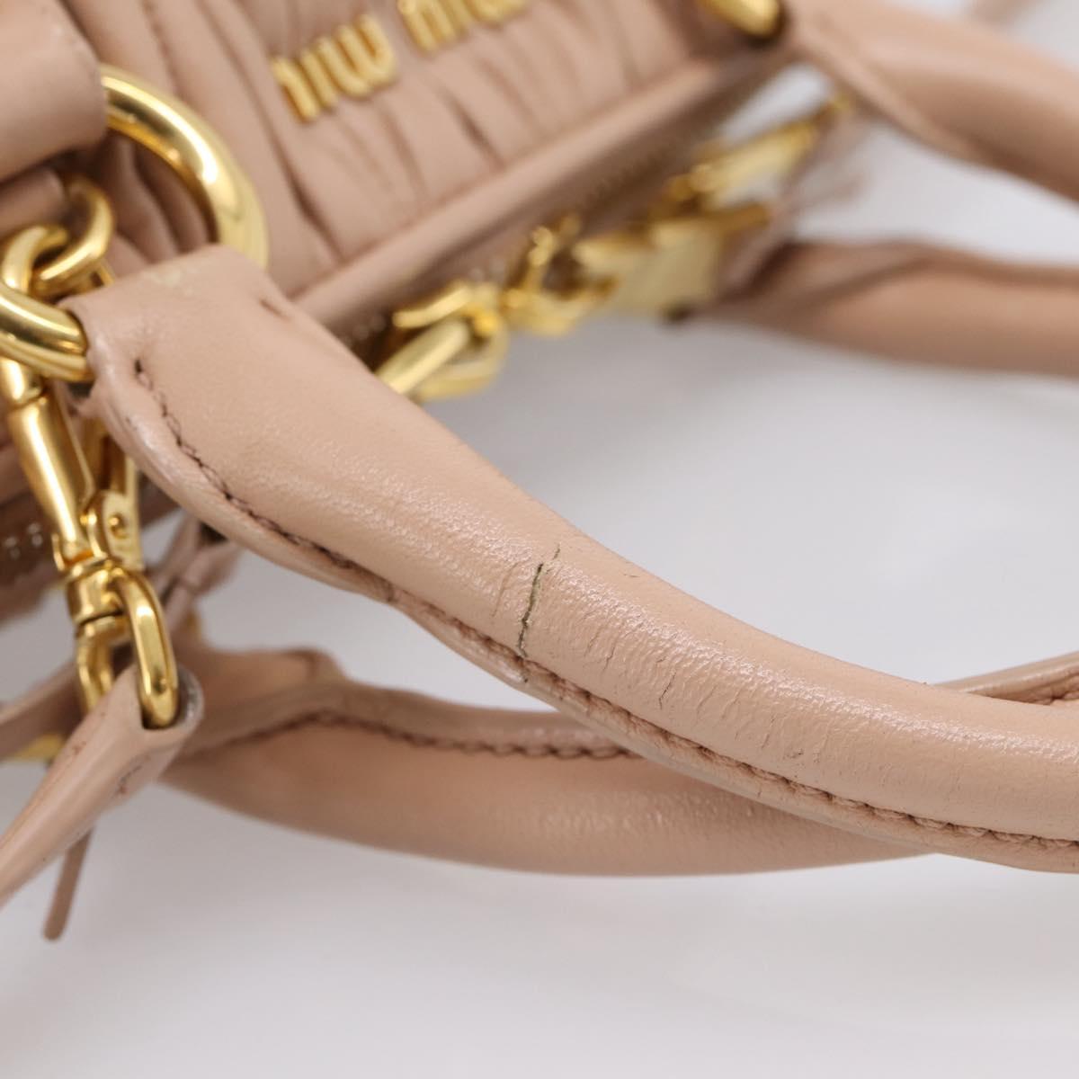 Miu Miu Matelasse Hand Bag Leather 2way Pink Gold Auth 204868