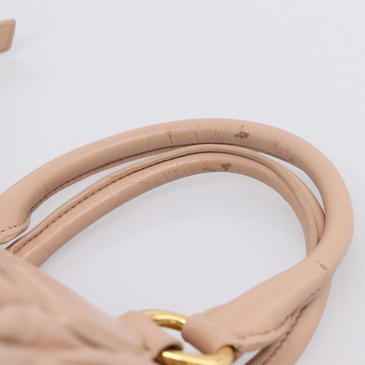 Miu Miu Matelasse Hand Bag Leather 2way Pink Gold Auth 204868