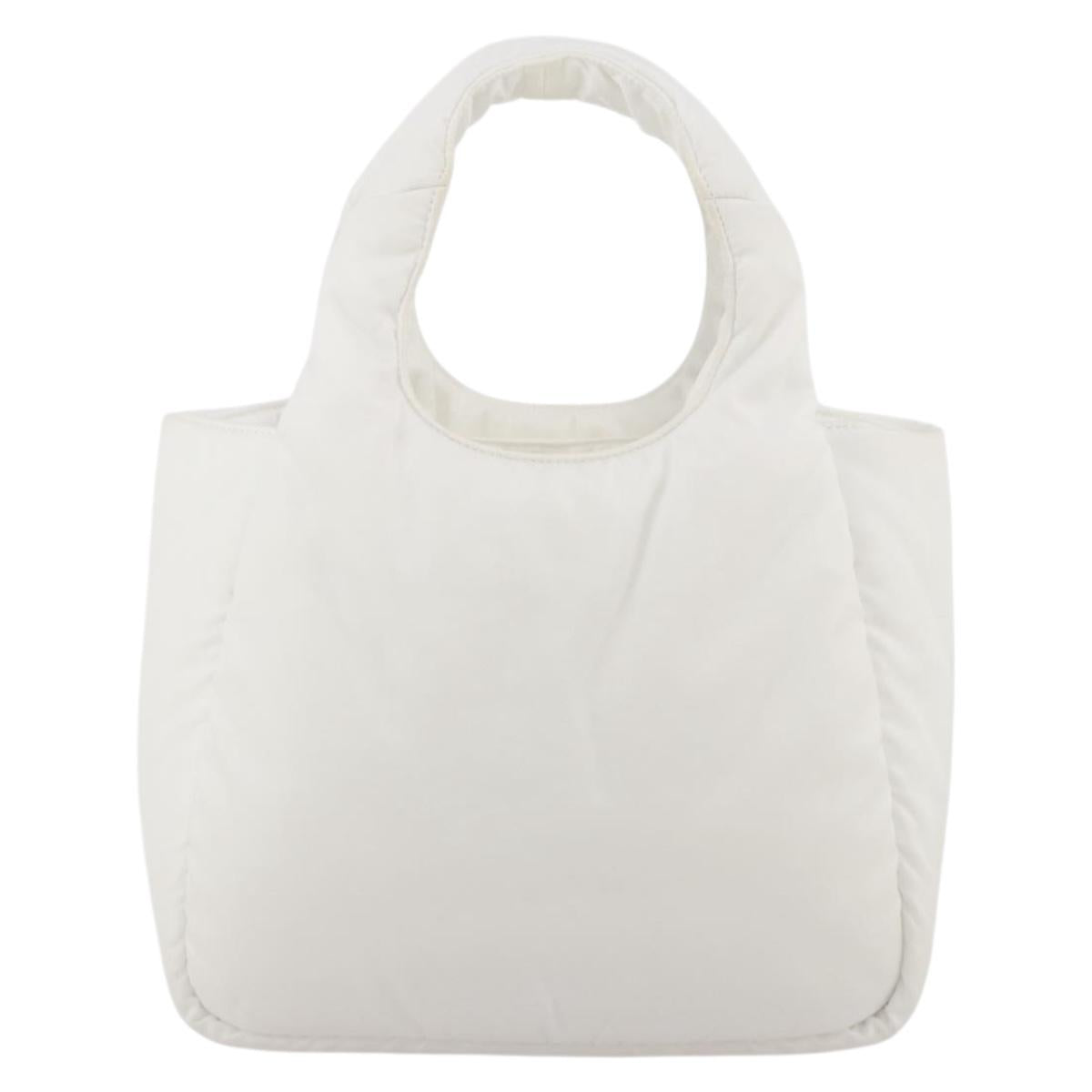 PRADA Hand Bag Nylon White Auth 204869A