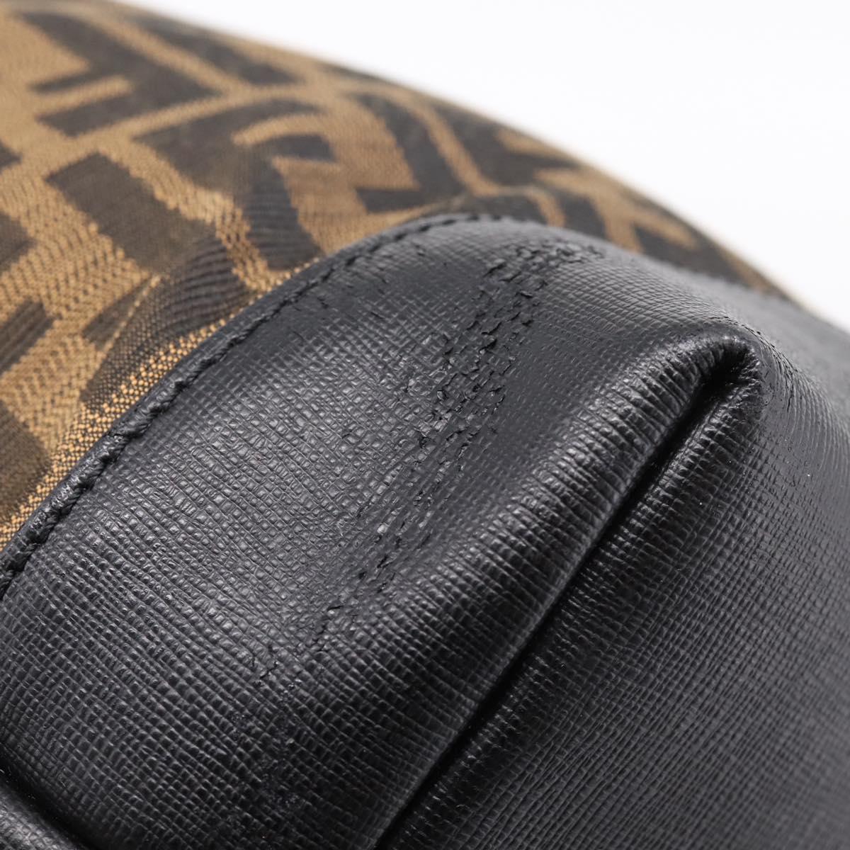 FENDI Zucca Canvas Tote Bag Black Brown Auth 204873