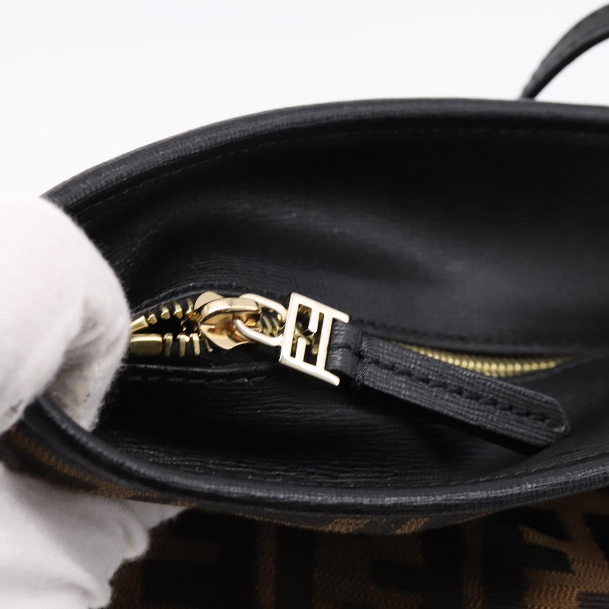 FENDI Zucca Canvas Tote Bag Black Brown Auth 204873