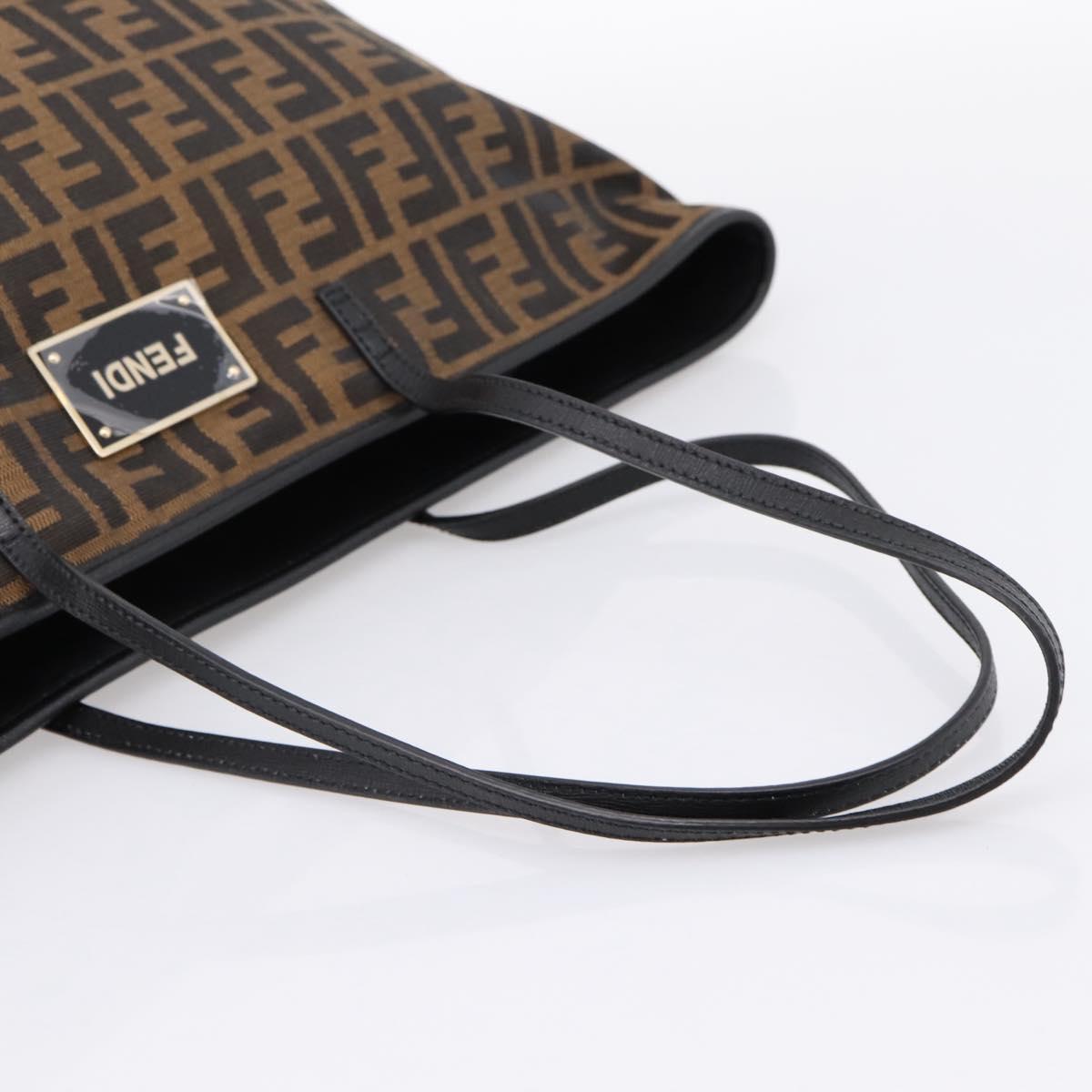 FENDI Zucca Canvas Tote Bag Black Brown Auth 204873