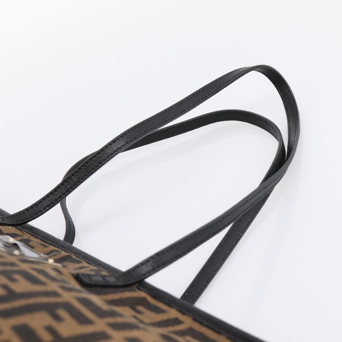 FENDI Zucca Canvas Tote Bag Black Brown Auth 204873