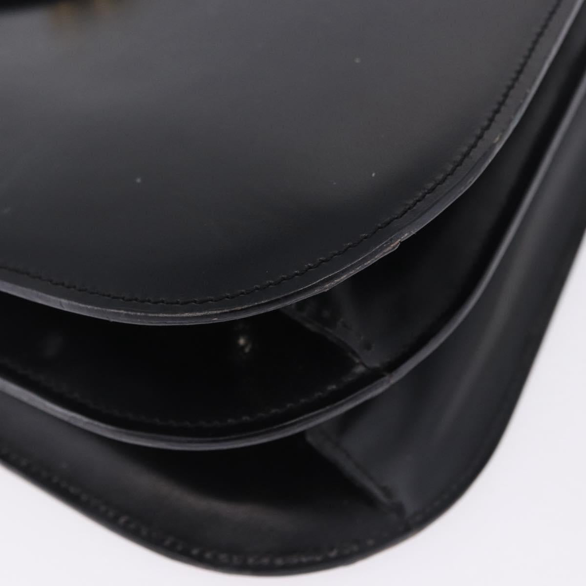 CELINE Shoulder Bag Leather Black Gold Auth 204875