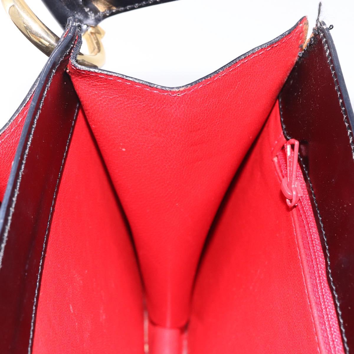 CELINE Shoulder Bag Leather Black Gold Auth 204875