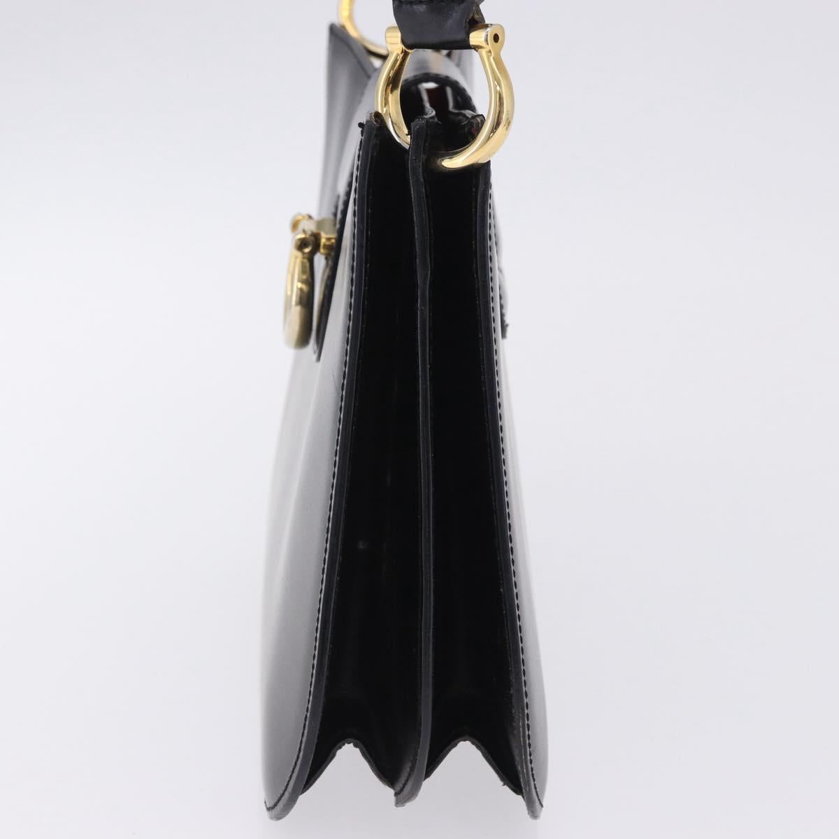 CELINE Shoulder Bag Leather Black Gold Auth 204875