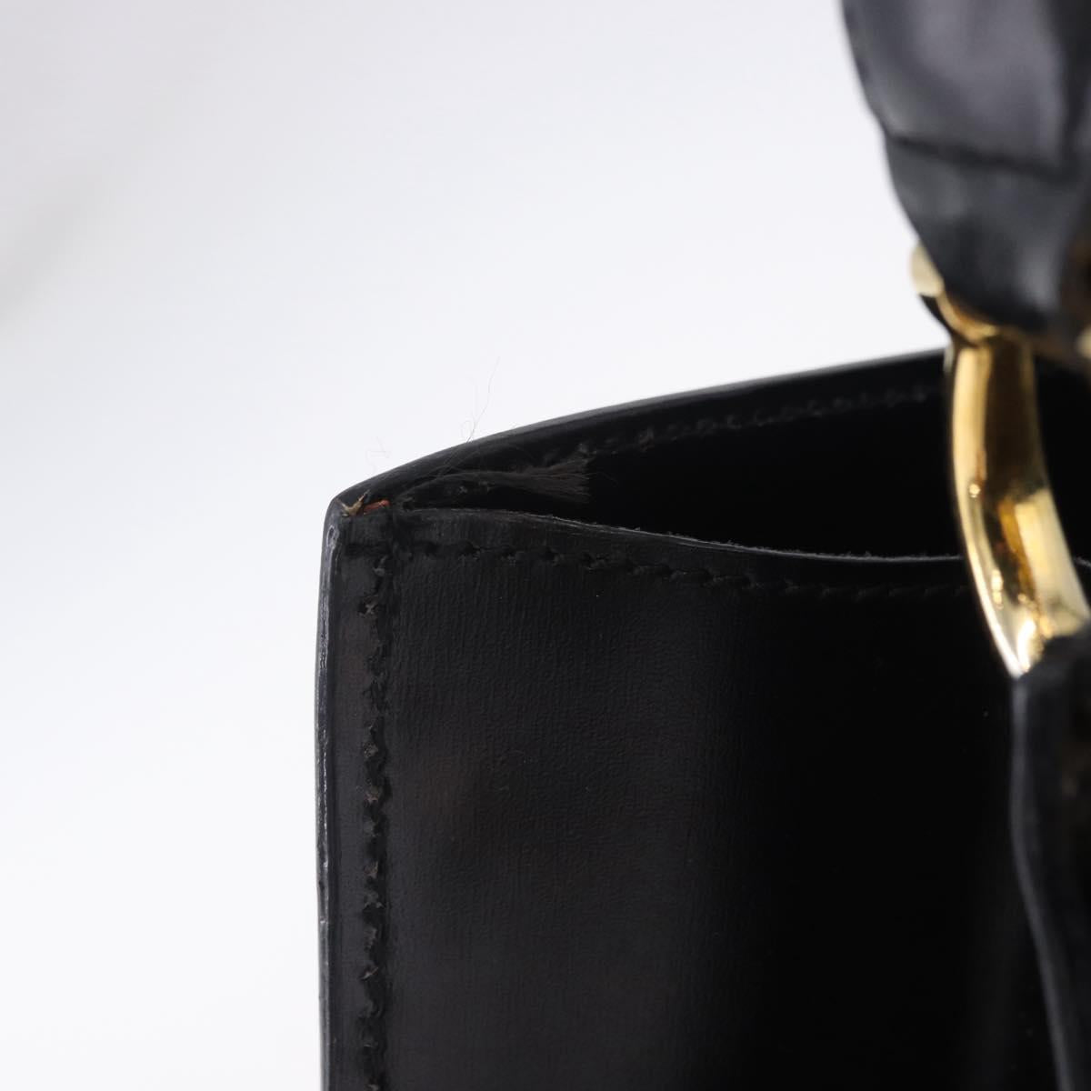 CELINE Shoulder Bag Leather Black Gold Auth 204875