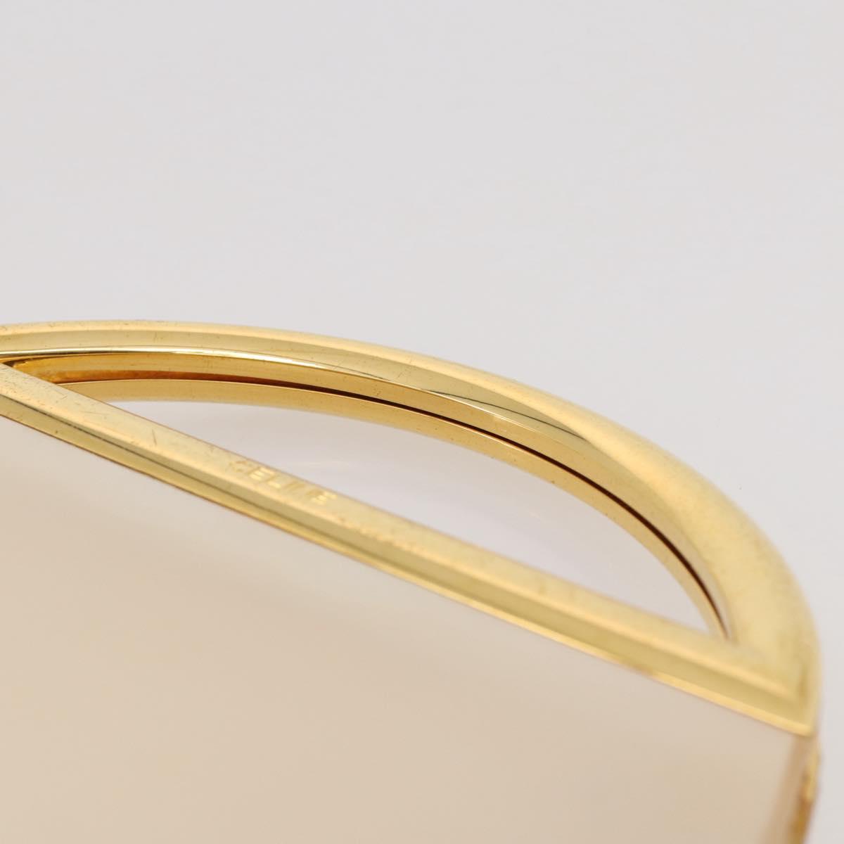 CELINE Hand Bag plastic Beige Gold Auth 204877