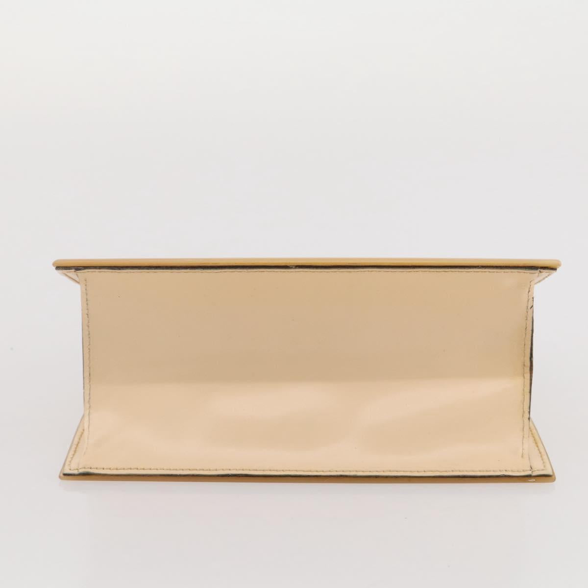 CELINE Hand Bag plastic Beige Gold Auth 204877