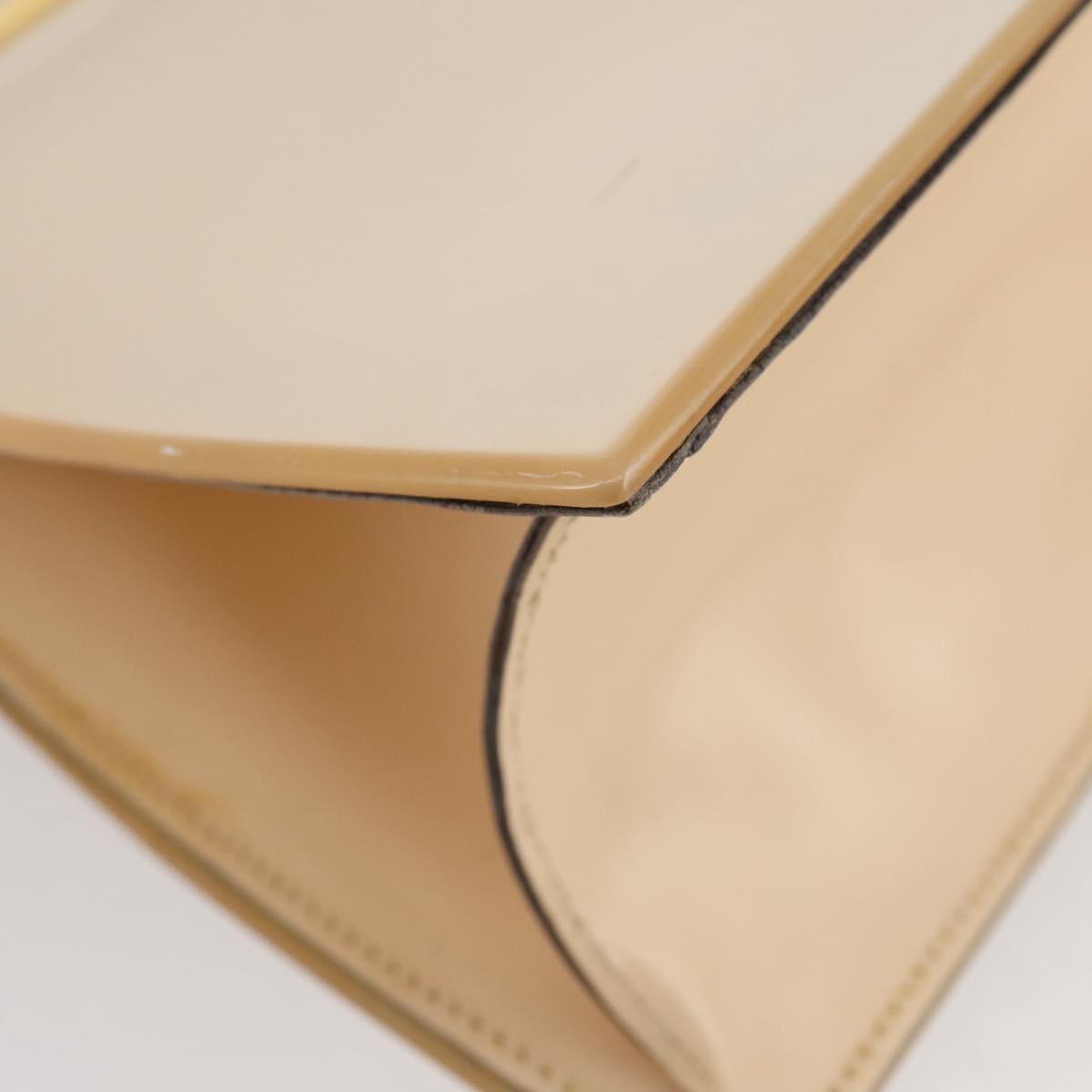 CELINE Hand Bag plastic Beige Gold Auth 204877
