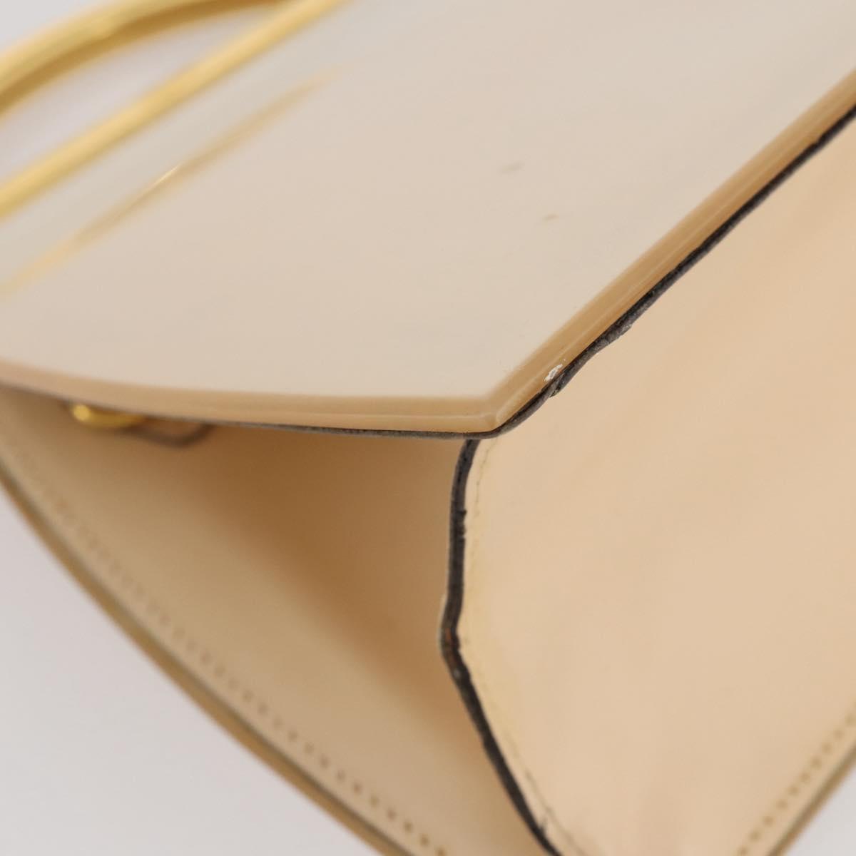 CELINE Hand Bag plastic Beige Gold Auth 204877