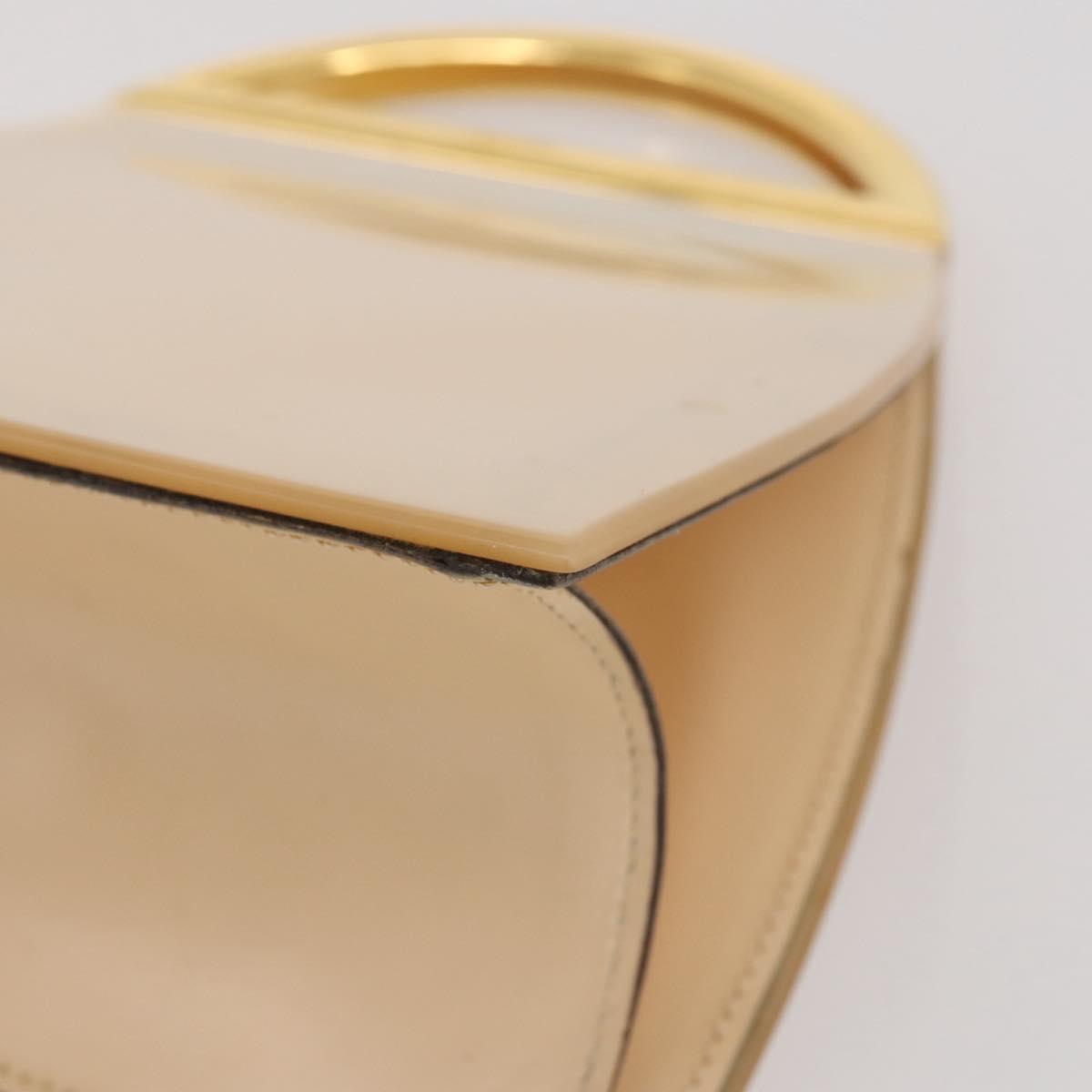 CELINE Hand Bag plastic Beige Gold Auth 204877