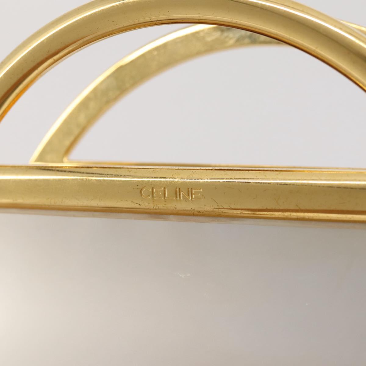 CELINE Hand Bag plastic Beige Gold Auth 204877