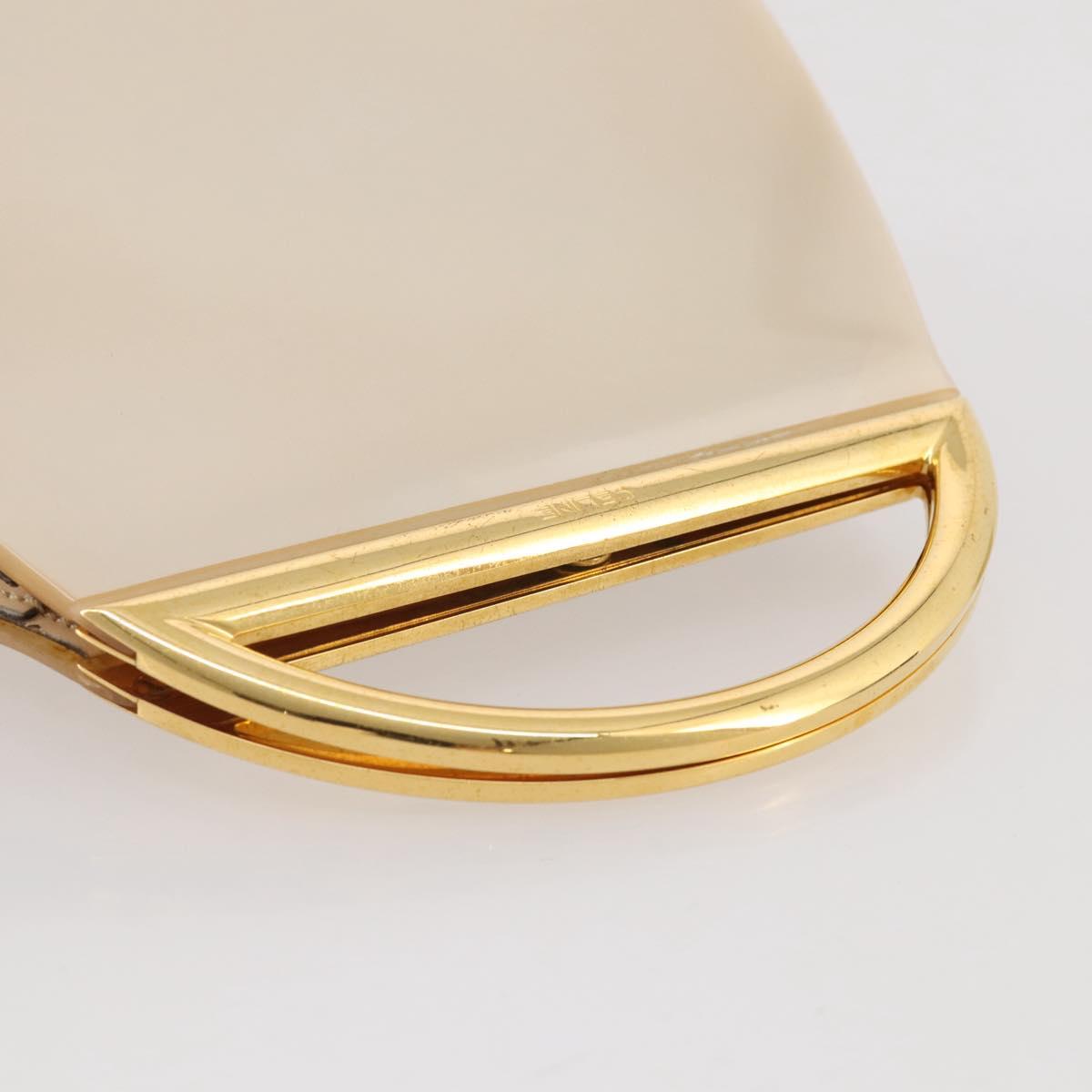 CELINE Hand Bag plastic Beige Gold Auth 204877