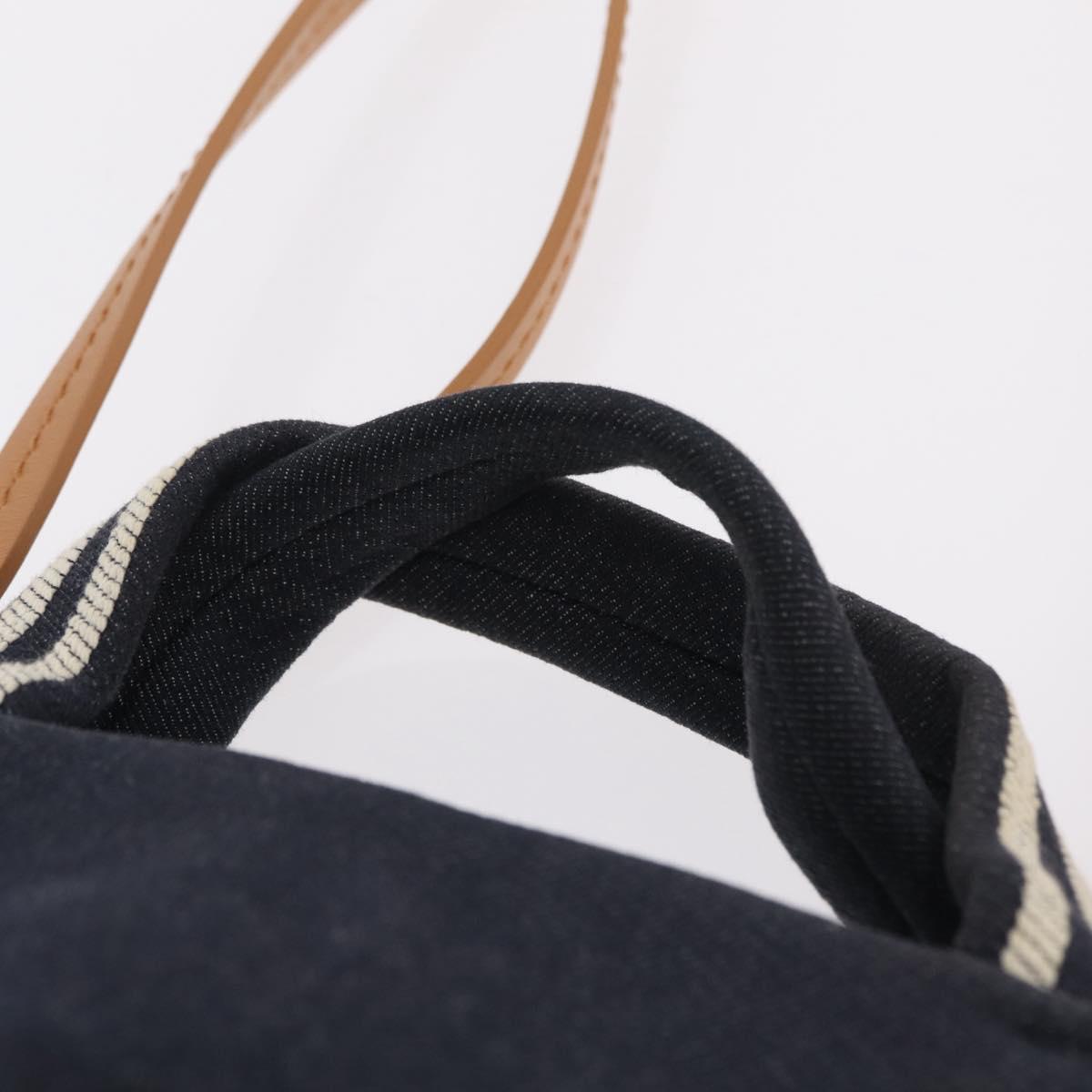 CHANEL Hand Bag Canvas 2way Navy Silver CC Auth 204878V