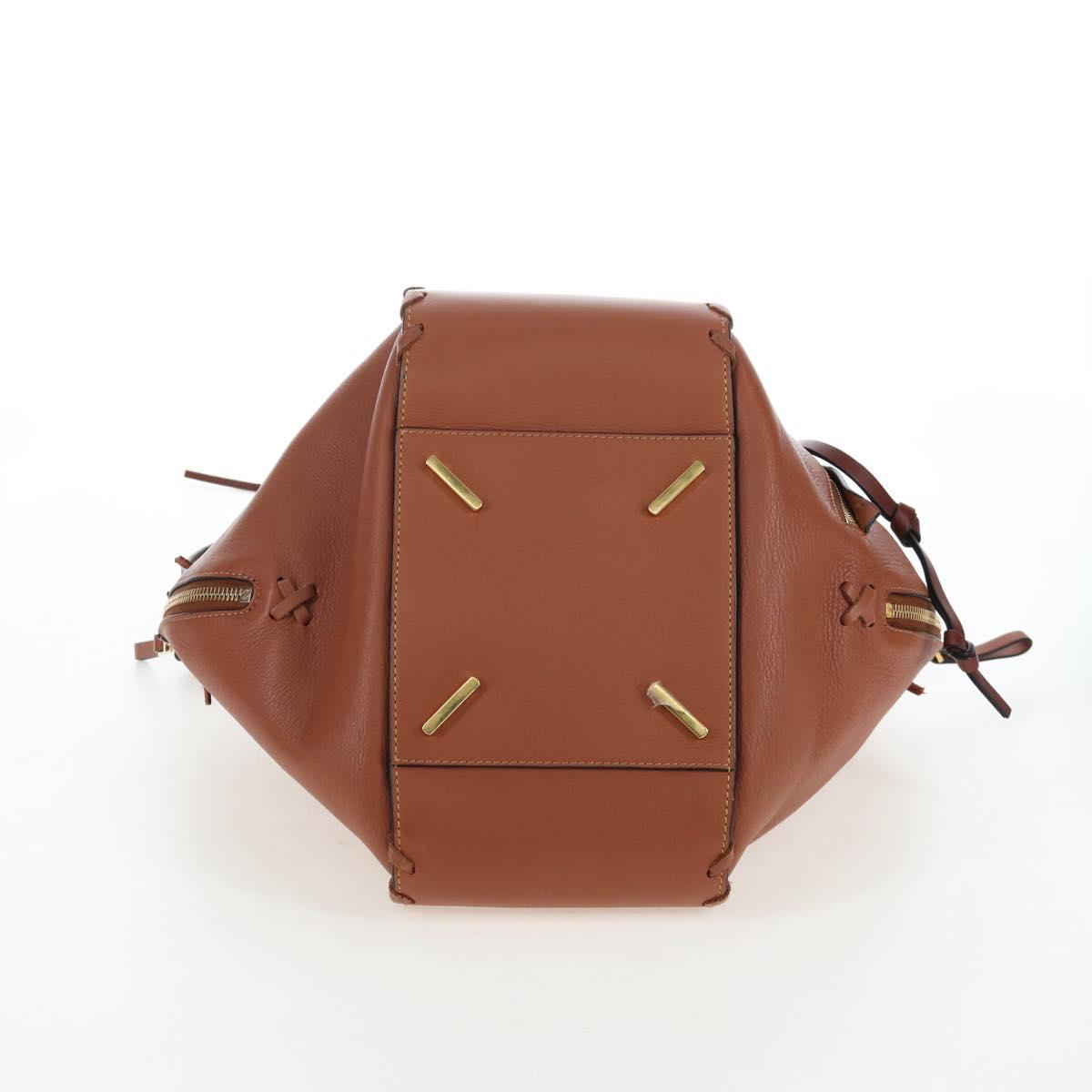 LOEWE Hammock Hand Bag Leather 2way Brown Gold Auth 204880SAM