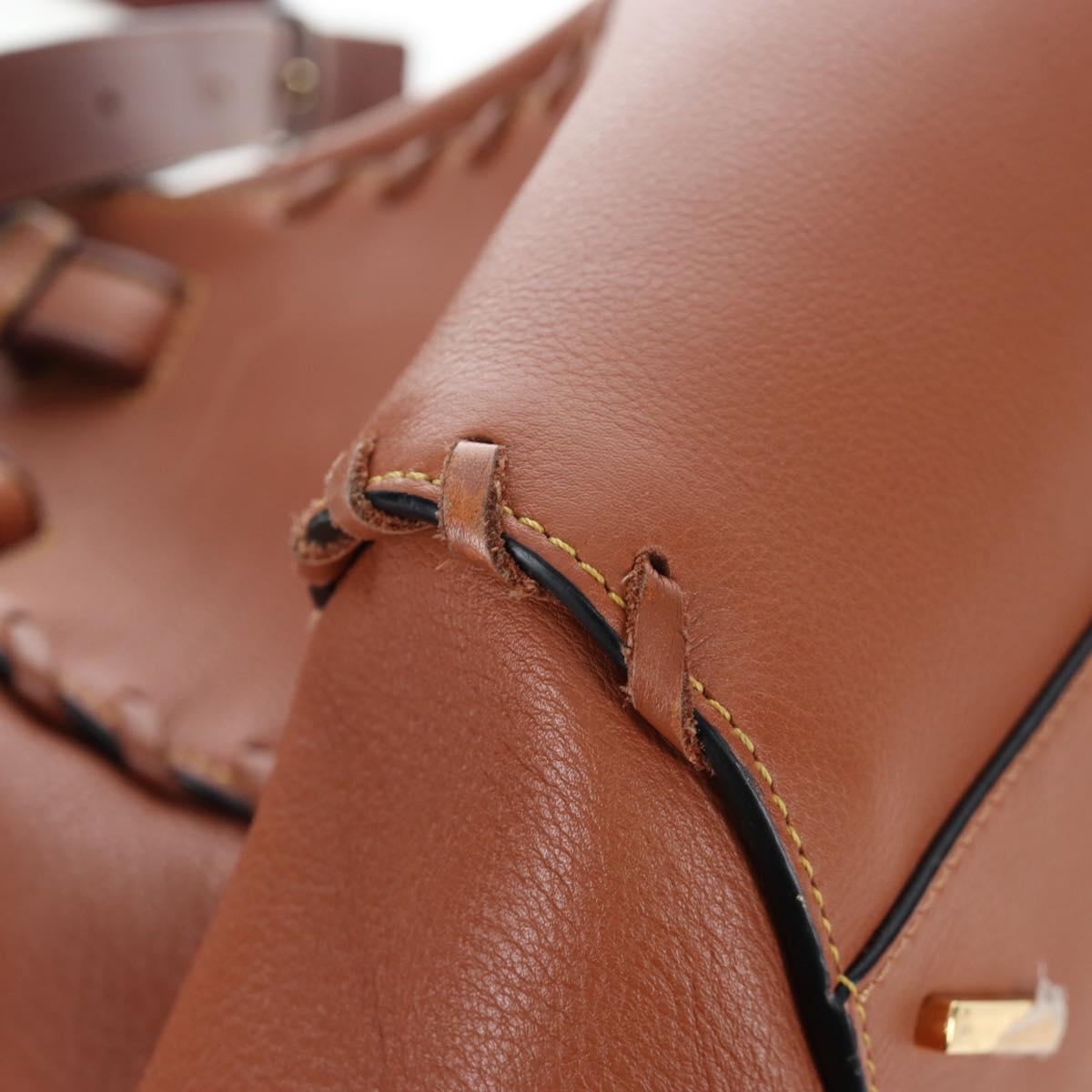 LOEWE Hammock Hand Bag Leather 2way Brown Gold Auth 204880SAM