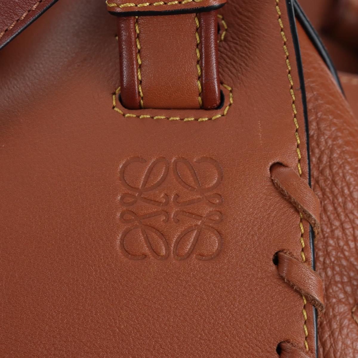 LOEWE Hammock Hand Bag Leather 2way Brown Gold Auth 204880SAM