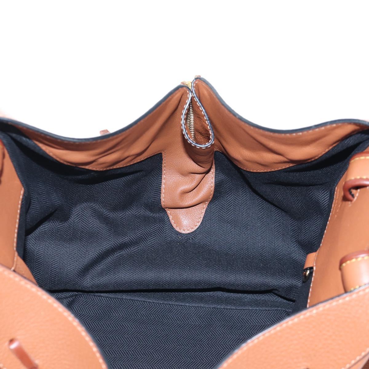 LOEWE Hammock Hand Bag Leather 2way Brown Gold Auth 204880SAM