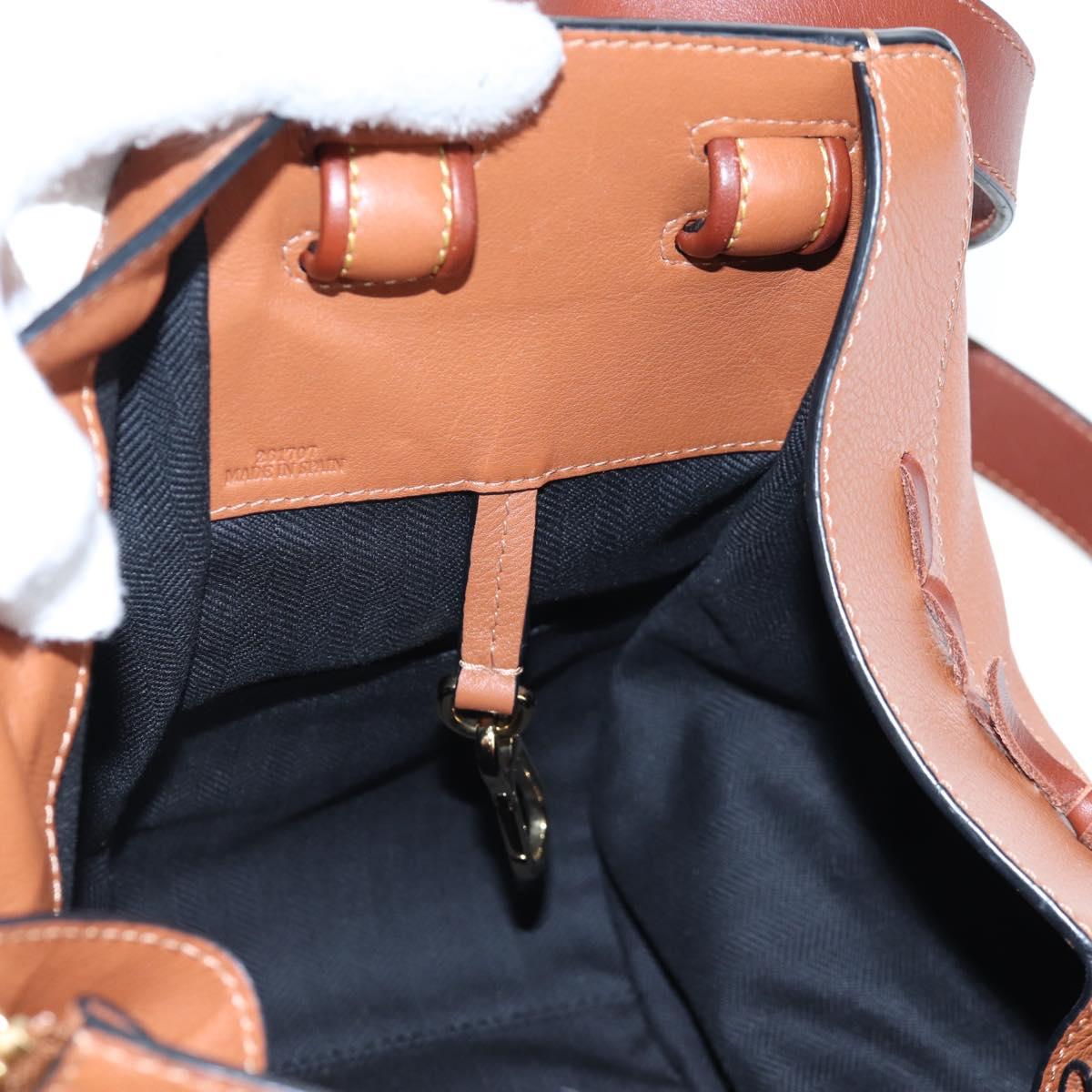 LOEWE Hammock Hand Bag Leather 2way Brown Gold Auth 204880SAM