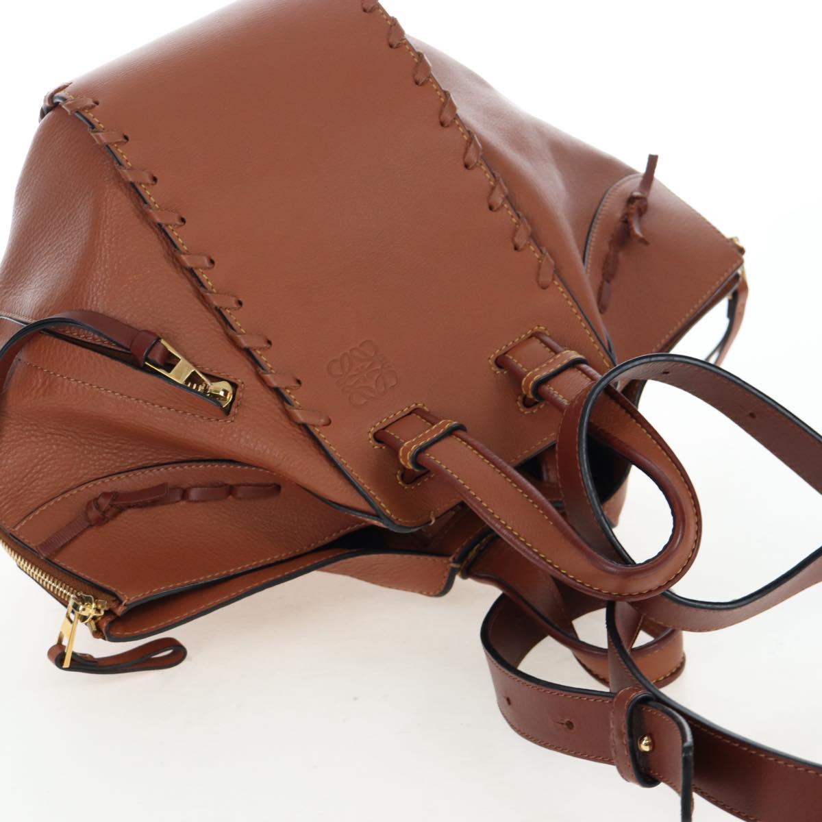 LOEWE Hammock Hand Bag Leather 2way Brown Gold Auth 204880SAM
