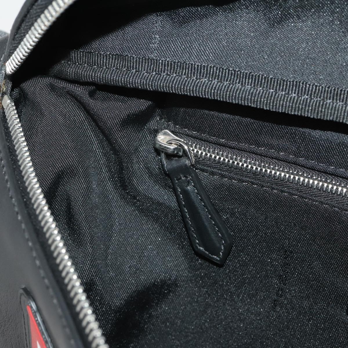 FENDI Bugseye Body Bag Leather Black Silver 7VA434 Auth 204881M