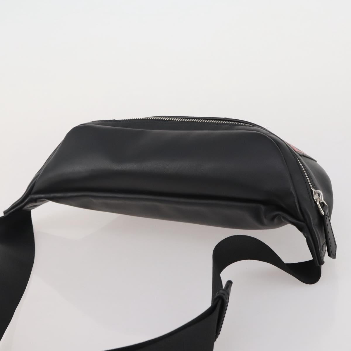 FENDI Bugseye Body Bag Leather Black Silver 7VA434 Auth 204881M