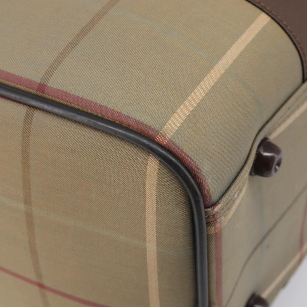 Burberrys Nova Check Boston Bag Canvas Brown Gold Auth 204885A