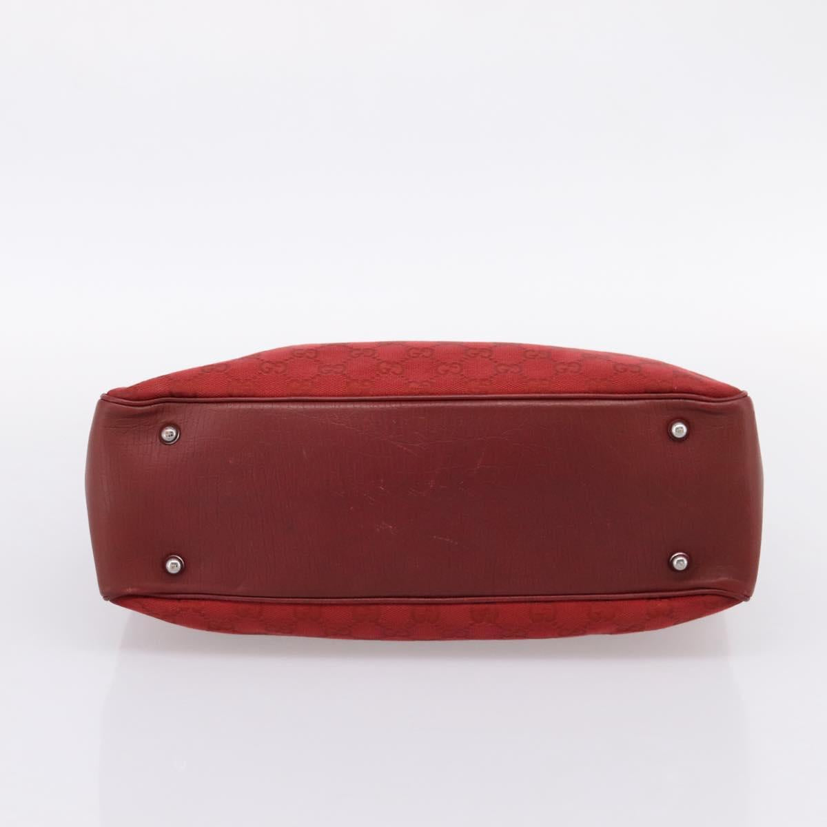 GUCCI GG Canvas Bamboo Hand Bag Red Silver 112526 Auth 204886