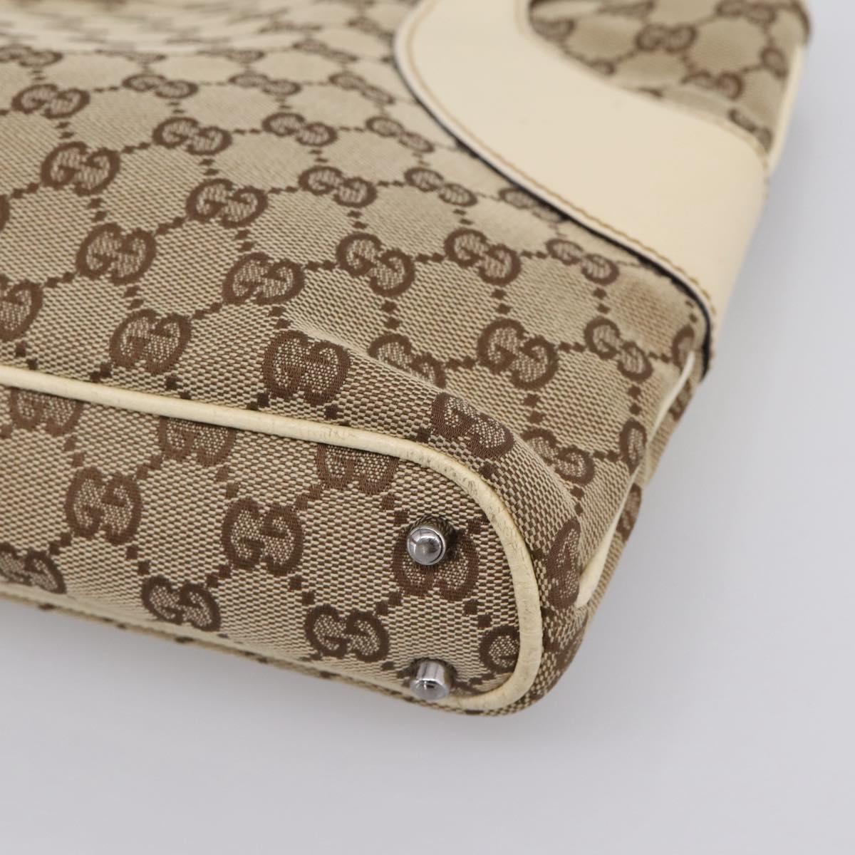 GUCCI GG Canvas Hand Bag Beige Silver 113015 Auth 204887A