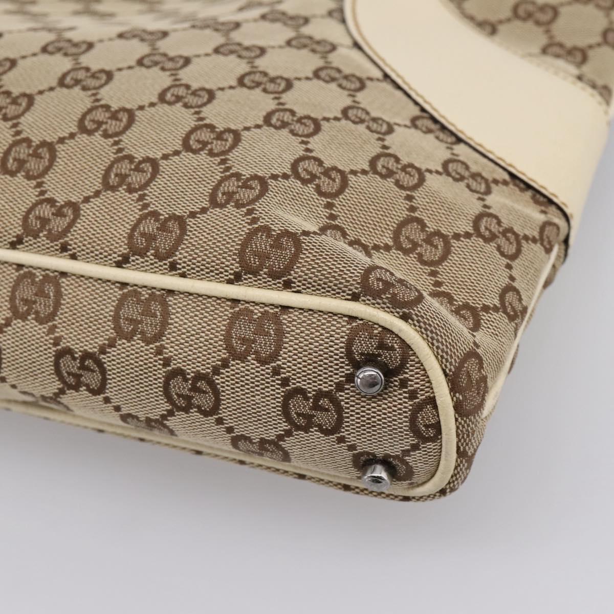 GUCCI GG Canvas Hand Bag Beige Silver 113015 Auth 204887A