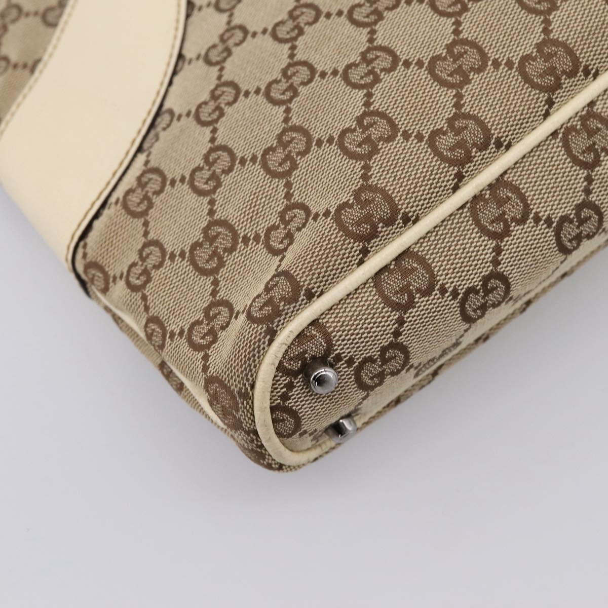GUCCI GG Canvas Hand Bag Beige Silver 113015 Auth 204887A