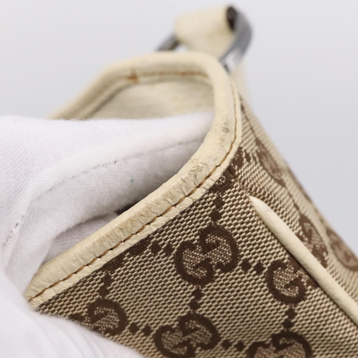 GUCCI GG Canvas Hand Bag Beige Silver 113015 Auth 204887A