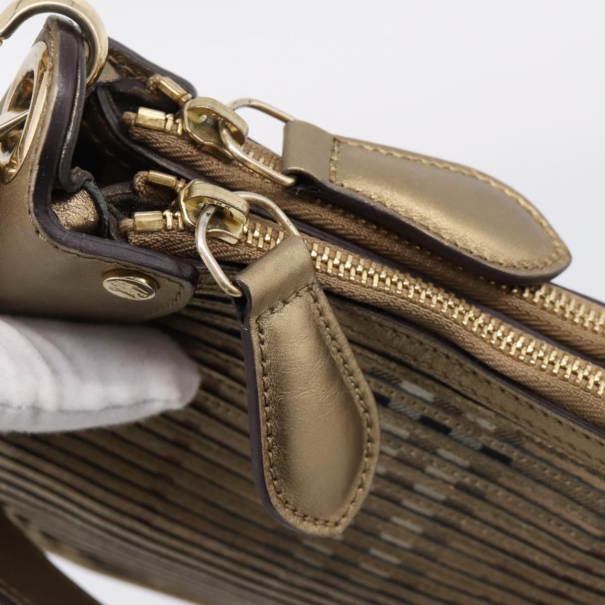 BURBERRY Nova Check Shoulder Bag PVC Leather Gold Auth 204889V