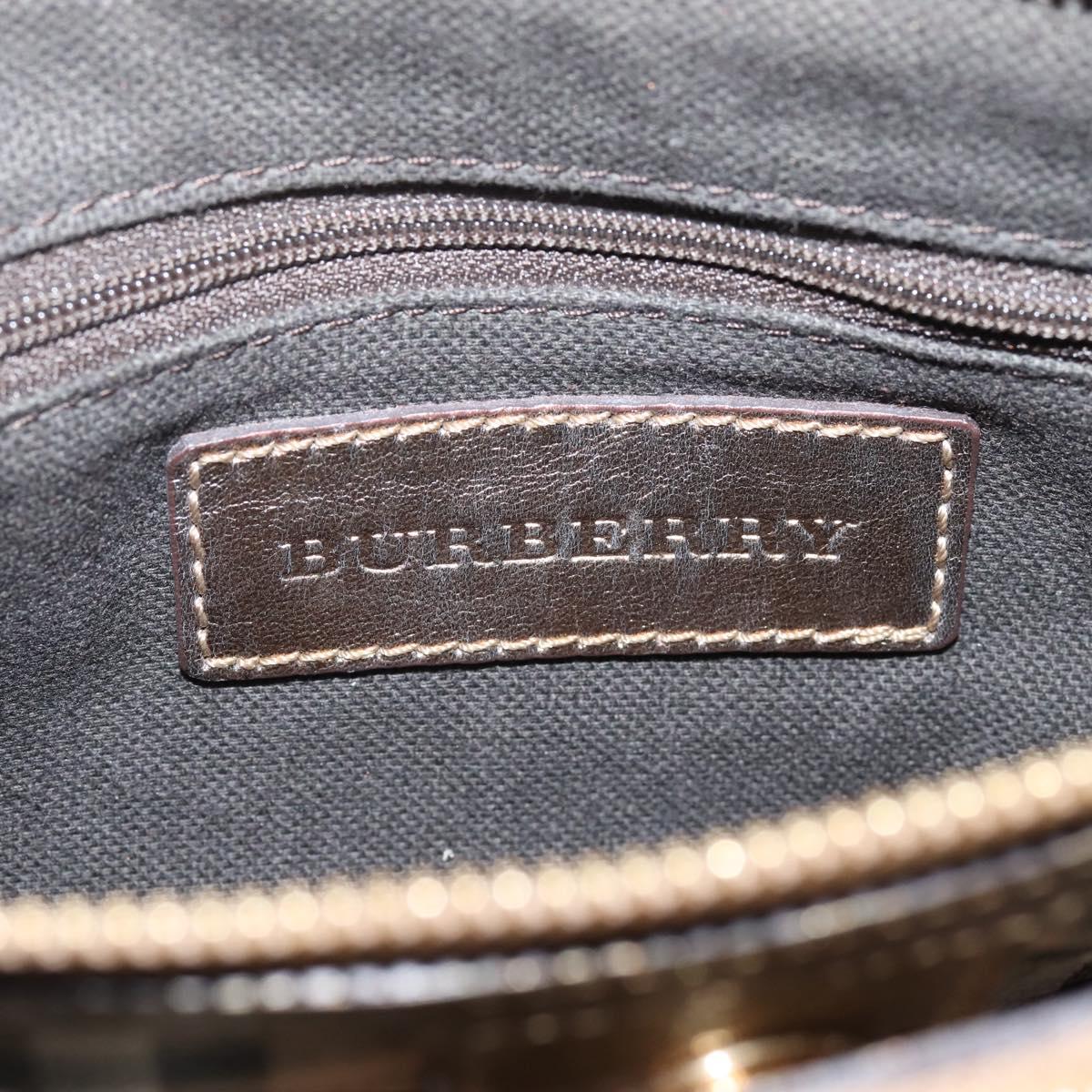 BURBERRY Nova Check Shoulder Bag PVC Leather Gold Auth 204889V