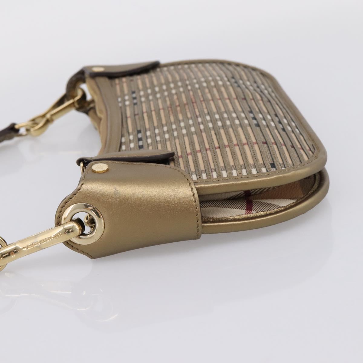 BURBERRY Nova Check Shoulder Bag PVC Leather Gold Auth 204889V