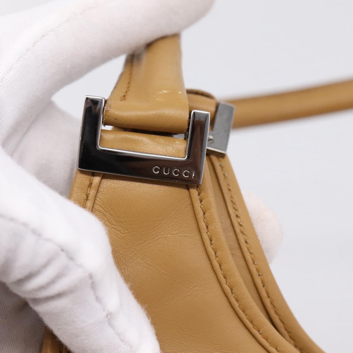 GUCCI Jackie Hand Bag Leather Beige Silver 002 1067 Auth 204890A