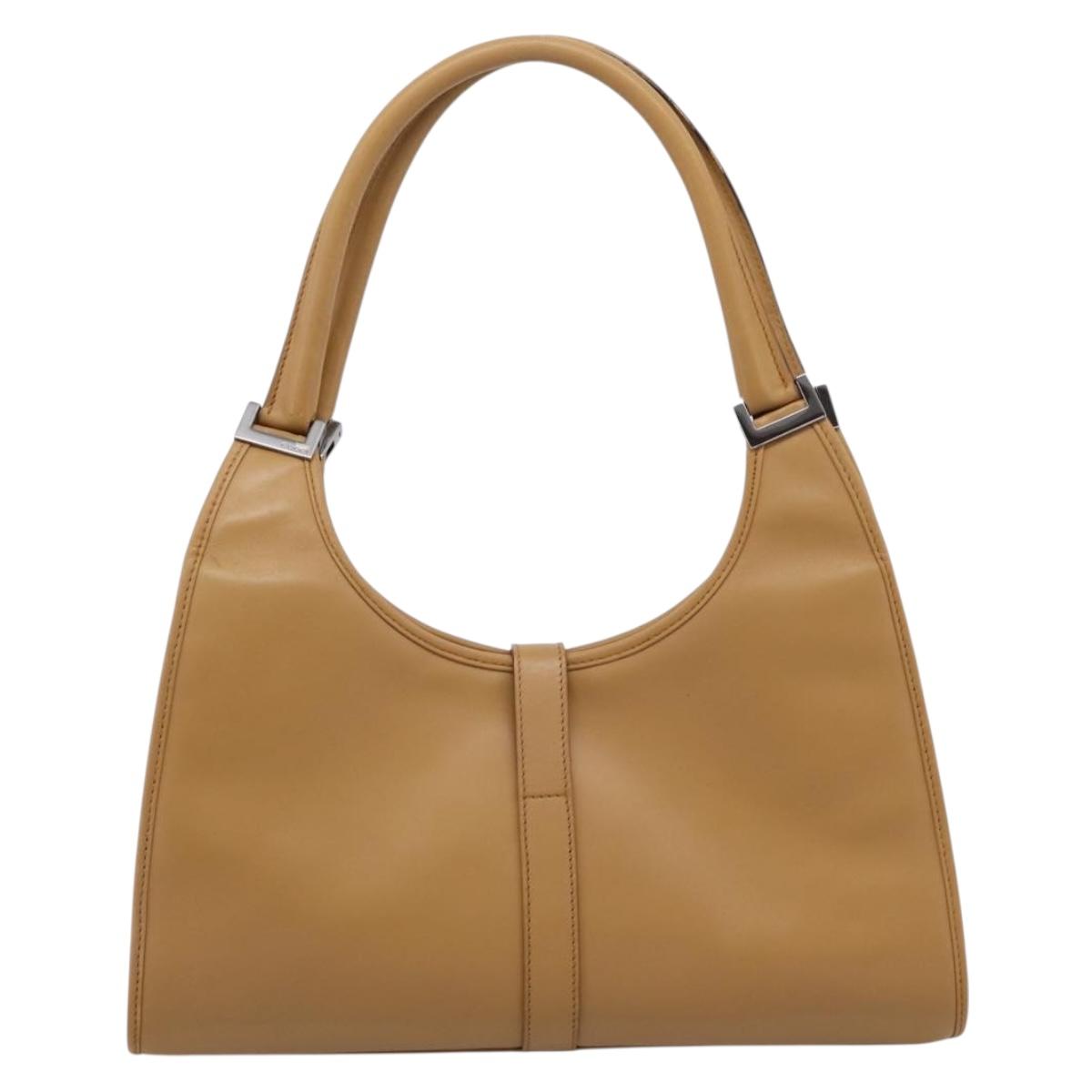 GUCCI Jackie Hand Bag Leather Beige Silver 002 1067 Auth 204890A
