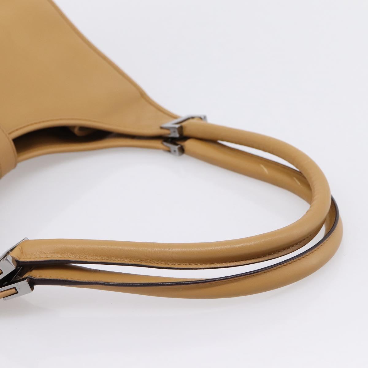 GUCCI Jackie Hand Bag Leather Beige Silver 002 1067 Auth 204890A