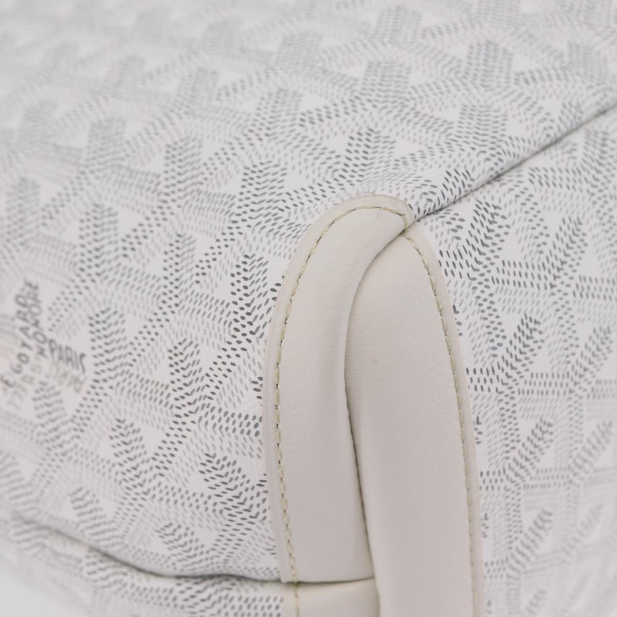 GOYARD Herringbone Artois PM Tote Bag PVC Leather White Auth 204894SM