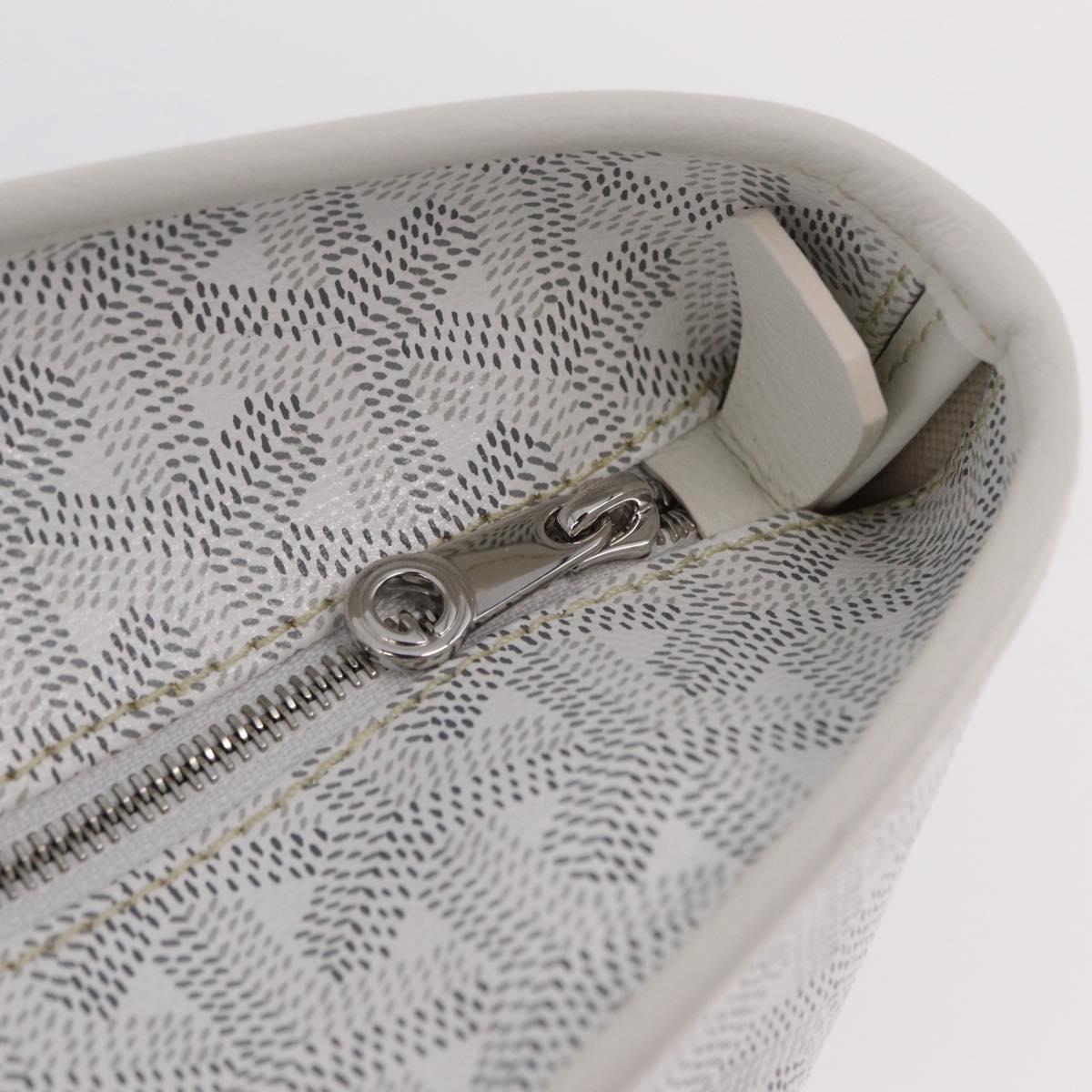 GOYARD Herringbone Artois PM Tote Bag PVC Leather White Auth 204894SM