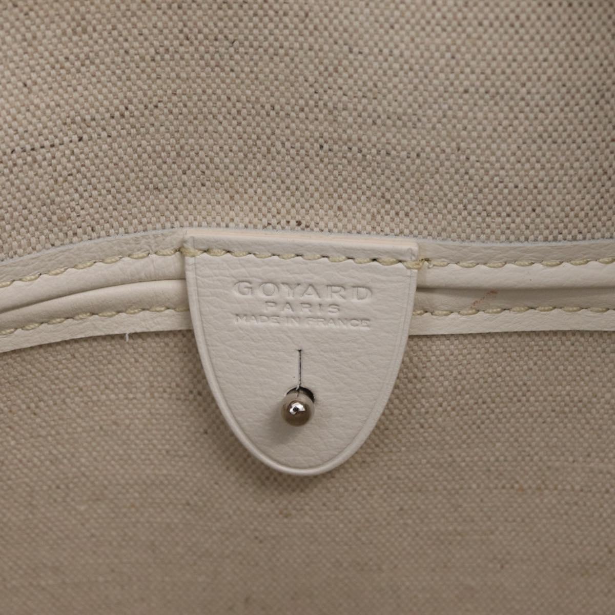 GOYARD Herringbone Artois PM Tote Bag PVC Leather White Auth 204894SM