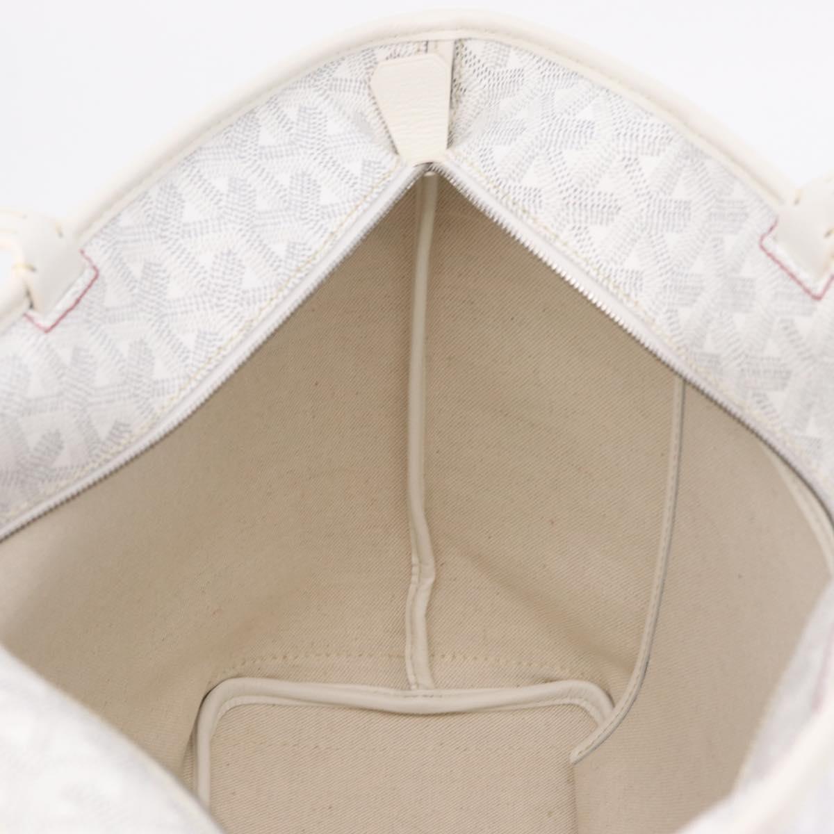GOYARD Herringbone Artois PM Tote Bag PVC Leather White Auth 204894SM