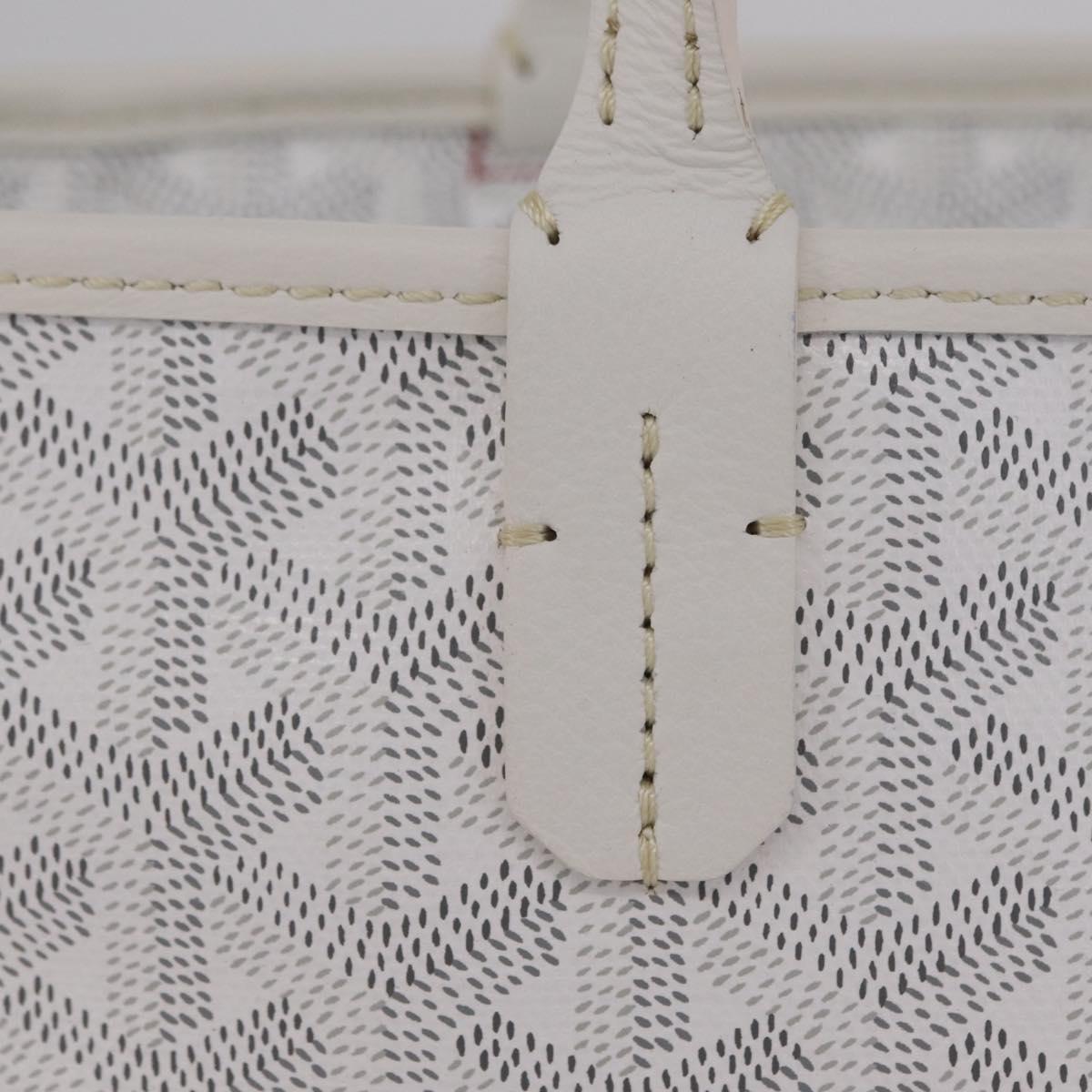 GOYARD Herringbone Artois PM Tote Bag PVC Leather White Auth 204894SM