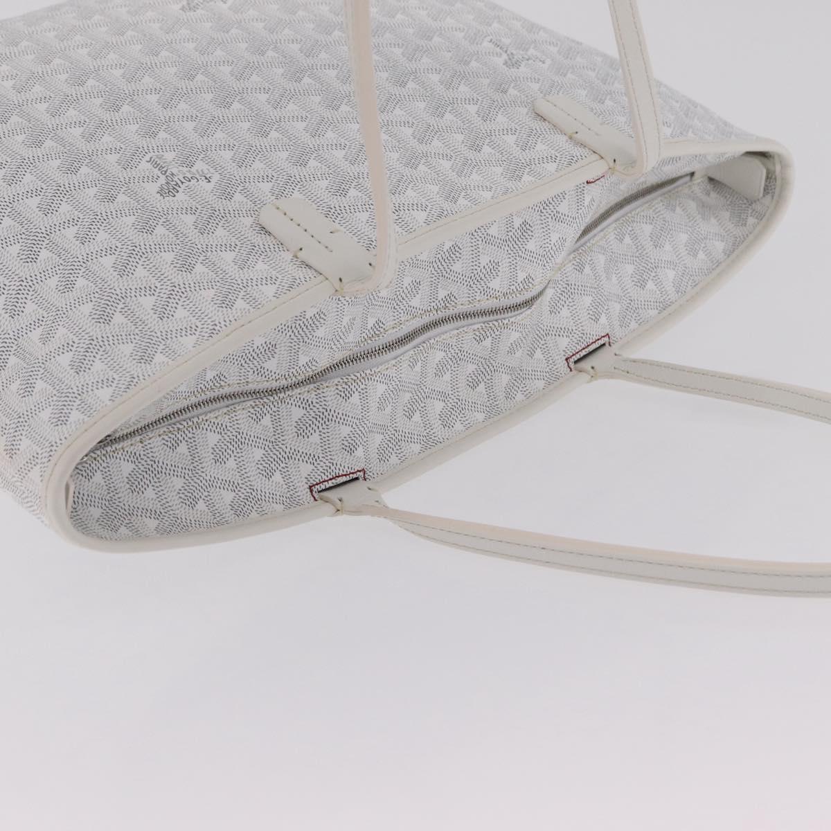 GOYARD Herringbone Artois PM Tote Bag PVC Leather White Auth 204894SM